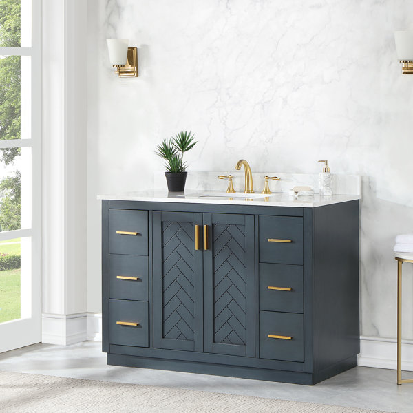 Willa Arlo Interiors Petrolia 48" Single Bathroom Vanity Set With Grain ...
